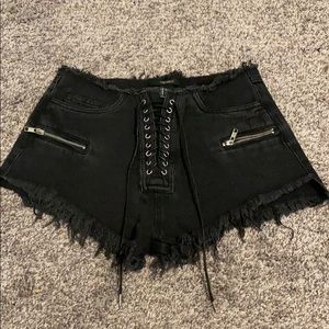 Black jean shorts